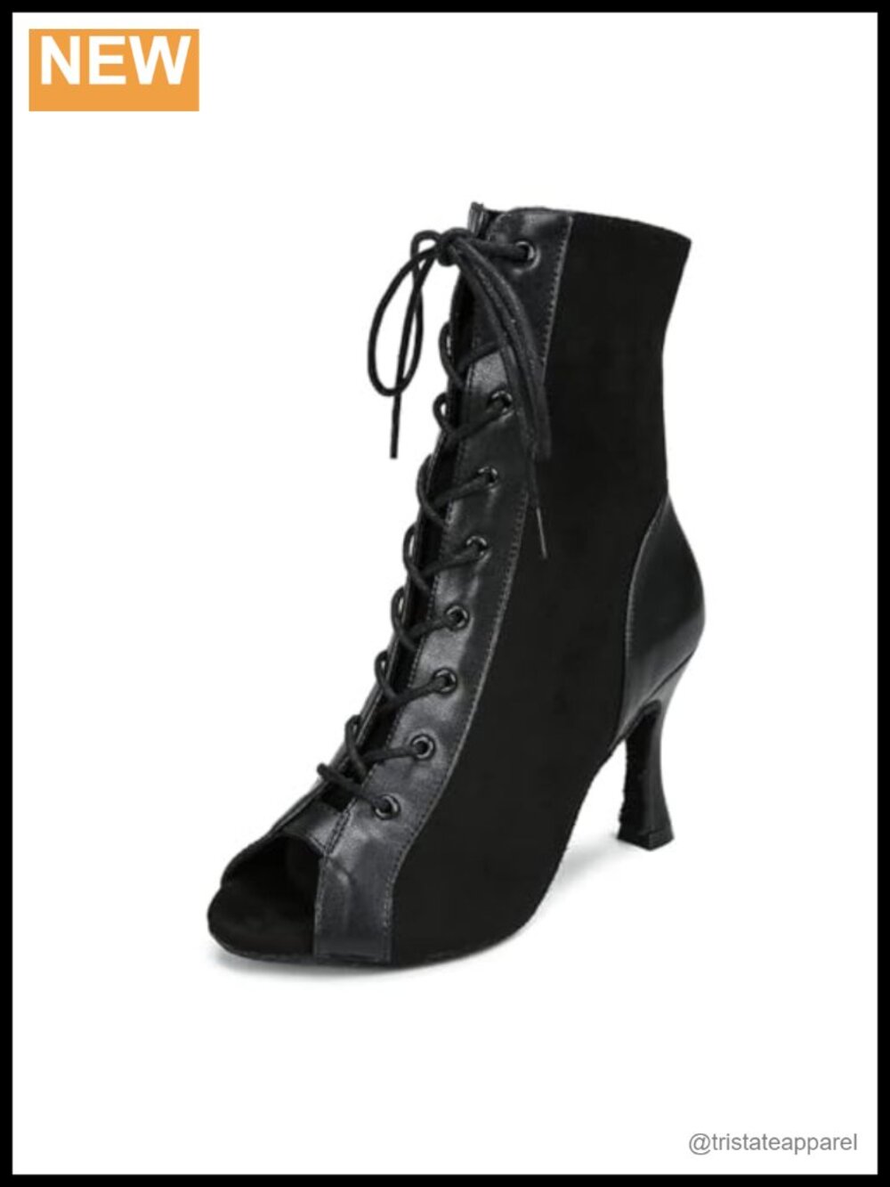 Women Suede Lace-Up Ballroom Dance Boots for Latin Salsa Practice, 2.5" Heel,